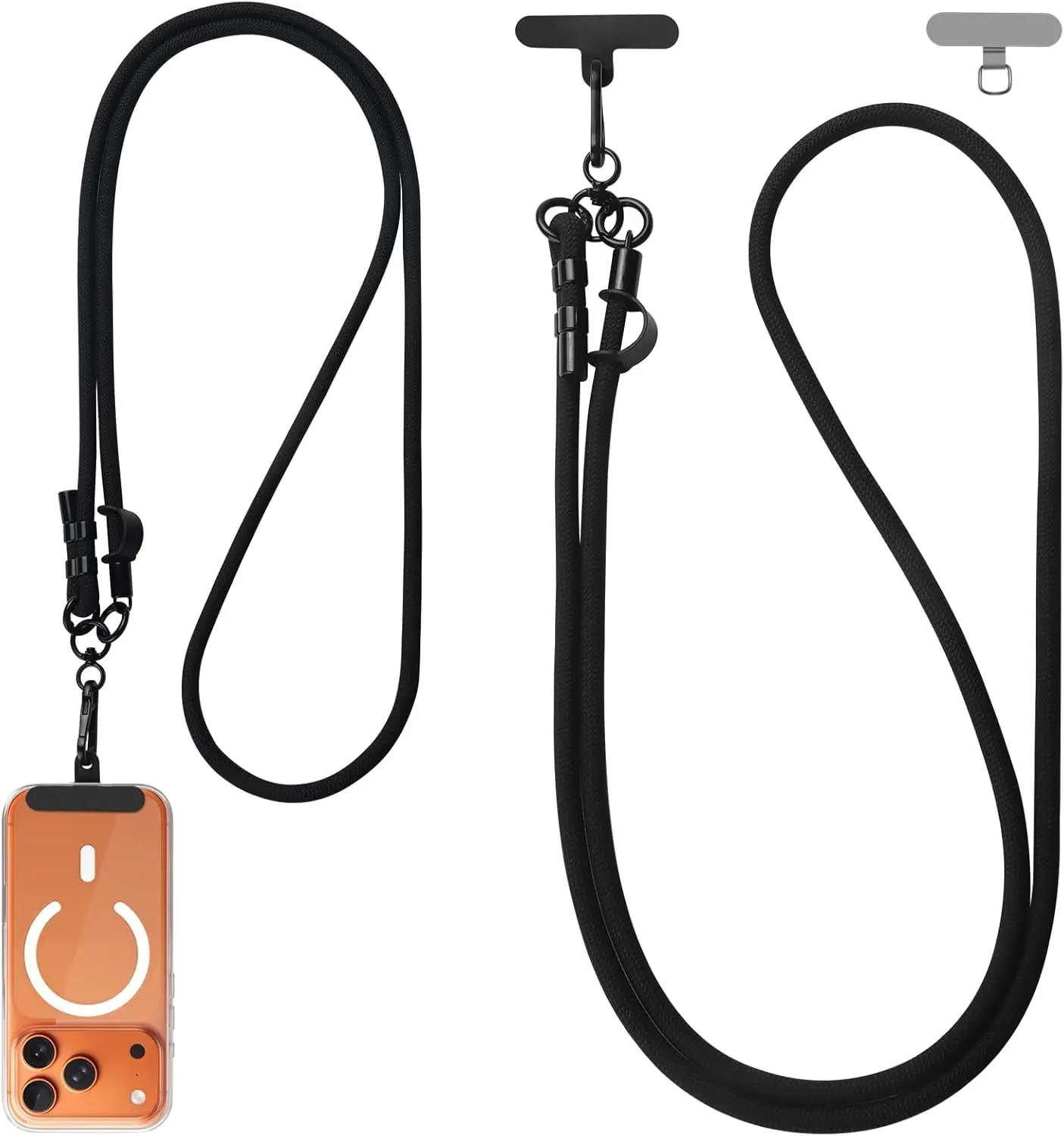 Phone Lanyard, 1 Phone Strap Crossbody with 2 Pack Tether Tabs, Adjustable Anti-Theft Phone Strap for All Phones, Ranging from 18 to 32 Inches, Universal Cell Phone Neck Lanyard for Travel Essentials JIUCAN