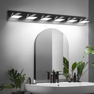 Summervibes VEVOR 6-Light LED Modern Vanity Light Fixtures, 40.35-Inch, Black Finish Bathroom Wall Lighting Fixture Over Mirror, with IP44 Waterproof, for Bathroom, Living Room, Bedroom, Hallway, Cool White 6000, Ip44 Rated