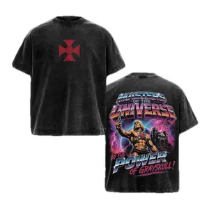 Retro 2026 Movie He-Man Graphic Tee Acid Wash Oversized Streetwear Masters Of The Universe Vintage Gym Pump Cover T-Shirt