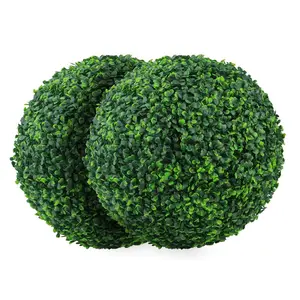 SUNNYGLADE 2 PCS 15.7 inch 4 Layers Artificial Plant Topiary Ball Faux Boxwood Decorative Balls for Backyard, Balcony,Garden, Wedding and Home Décor (15.7 inch)