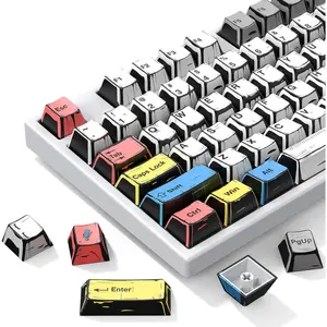 Retro PBT Keycap, Comic Theme Keycap Set, 137  Dye Sublimation Keyboard Keycaps, Compatible with 60% 75%  Mechanical Keyboards