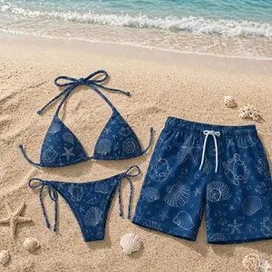 Seashell Print Bikini Set Ocean Starfish Coastal Summer Beach Swimwear Outfit U6U