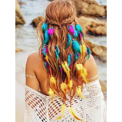 Feather Extensions Hairstyle Hair Feathers And Beads 1PC Boho