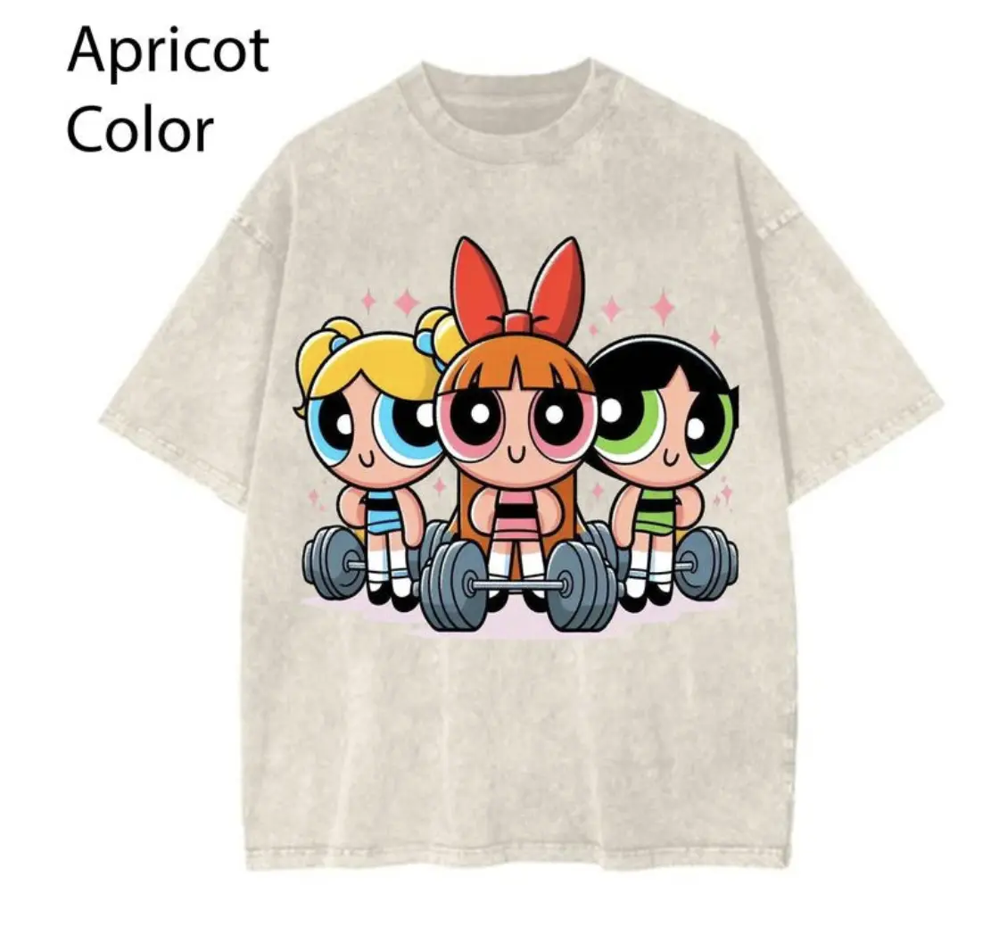 Cute Girl #Powerpuff Weightlifting 2025 Shirt, Gym Shirt, Graphic Gym Shirt, Vintage Washed Tee Contton, Gym Shirt Women, For Men, Ful Size