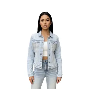 Distressed Jean Jacket With Rhinestone Fringe