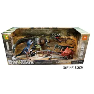 6PCS Realistic Dinosaur Model Toys Set - T-Rex, Pterosaur, Triceratops Mixed Styles, Gift Box
