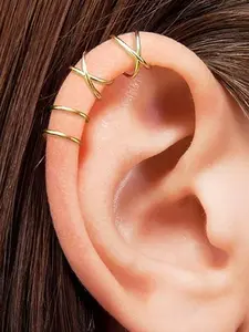 Simple Clip Earrings Set of 2, Non-Pierced Earcuff Ear Decor for Women and Girls, Daily Commute Wear, Plain Style, All Seasons, Non Piercing Earrings