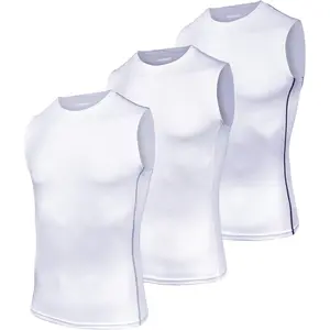 Men's 3 Pack Compression Tank Top, Sleeveless Base Layer Workout Undershirt, Moisture Wicking Athletic Gym VestGift