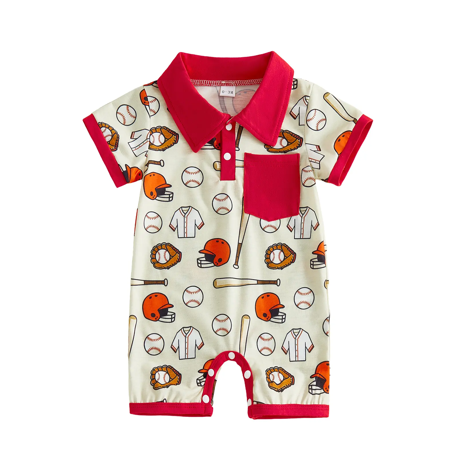 Canrulo Newborn Infant Baby Boy Summer Outfit Short Sleeve Button Down Jumpsuit  Baseball Romper Onesie Clothes