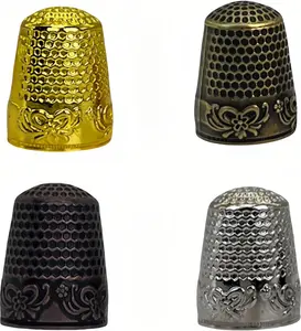 Metal Thimbles (4-Pack) - Size 9 Stainless Steel Finger Protector for Hand Sewing, Quilting, Embroidery | Comfort-Fit with Anti-Slip Grooves & Breathable Design
