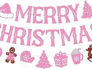Pink Christmas Banner Merry Christmas Garland Hot Pink Christmas Ornaments banner