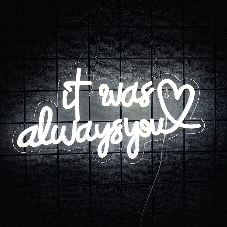 It Was Always You Neon Sign for Wall Decor,LED Neon Light Sign for Bedroom Living Room Bar Party Club Wedding Girls Birthday Party Decor USB Powered,Easy Hanging