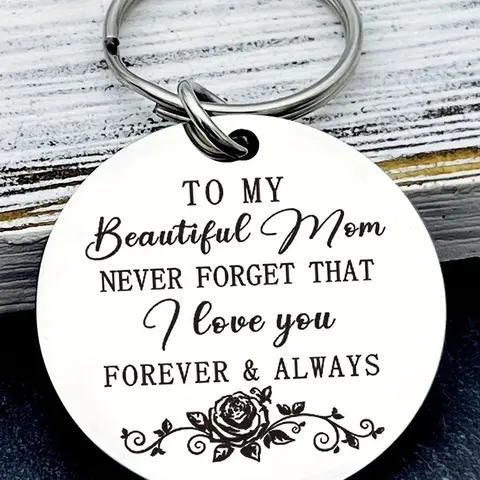 To My Beautiful Mom Love Forever Always Roses Keychain, Personalized Stainless Steel Keychain for Women, Stylish Keychain, Fashion Jewelry for Party, Daily Clothing Decor, Trendy All-match & Exquisite Jewelry for Gift, Girl Accessories