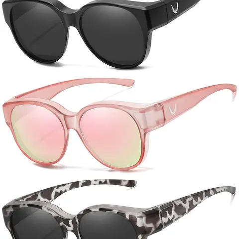 3-Piece Set Fit Over Prescription Glasses for Women & Men, Comfortable Wear, Casual Style Eyewear, Casual Tinted-Lens Eyewear for All Seasons, High Quality Sunglasses, Leopard Pattern Sunglasses, Casual Shades