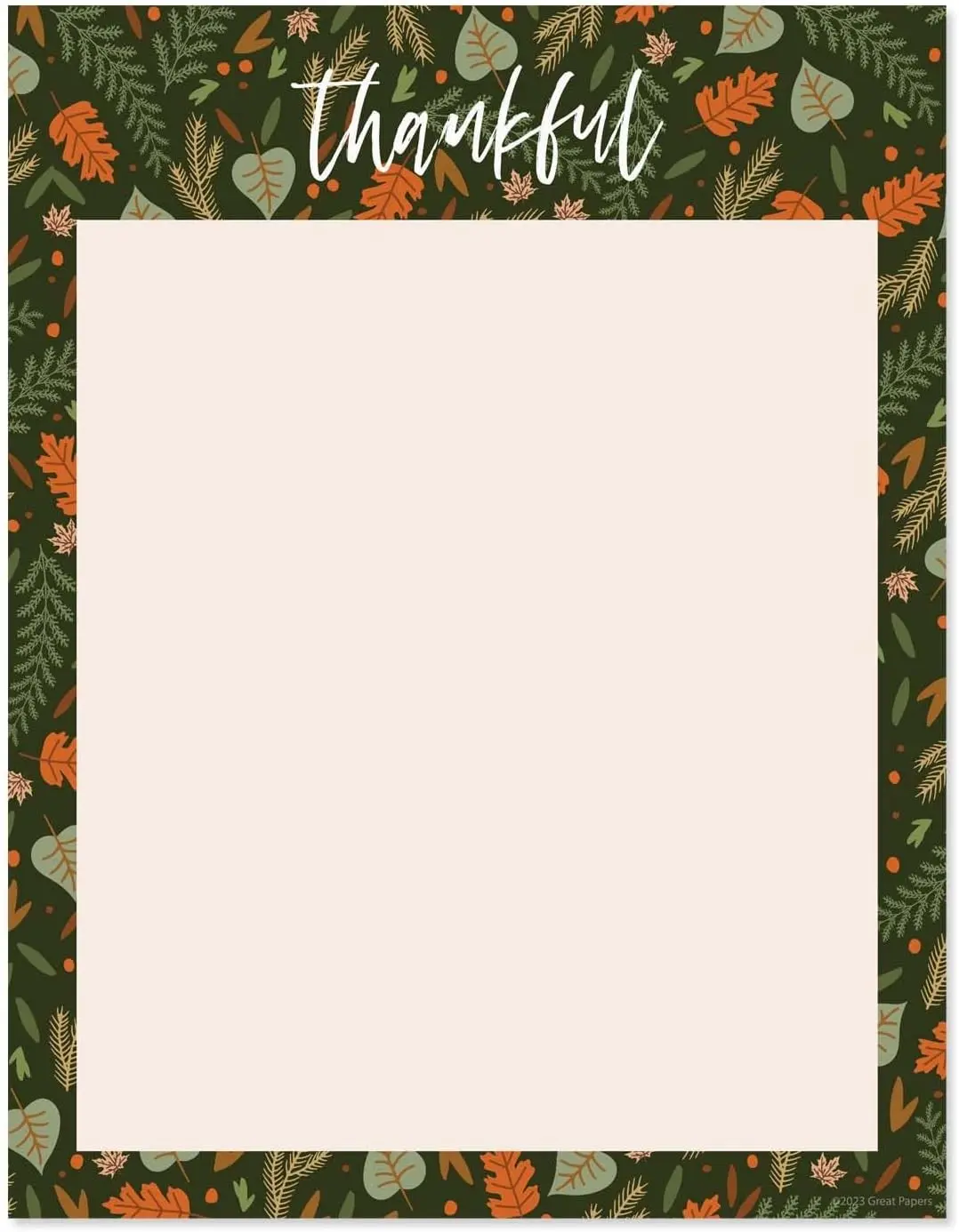 50 Sheets 8.5" x 11" Thanksgiving Holiday Festive Thankful Autumn Decorative Fall Leaves Stationery Letterhead Paper