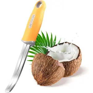 Coconut Meat Remover Knife,Coconut Tool,Coconut Meat Removal Tool Durable Silicone Handle Stainless Steel Coconut Opener Scraper for Kitchen Home