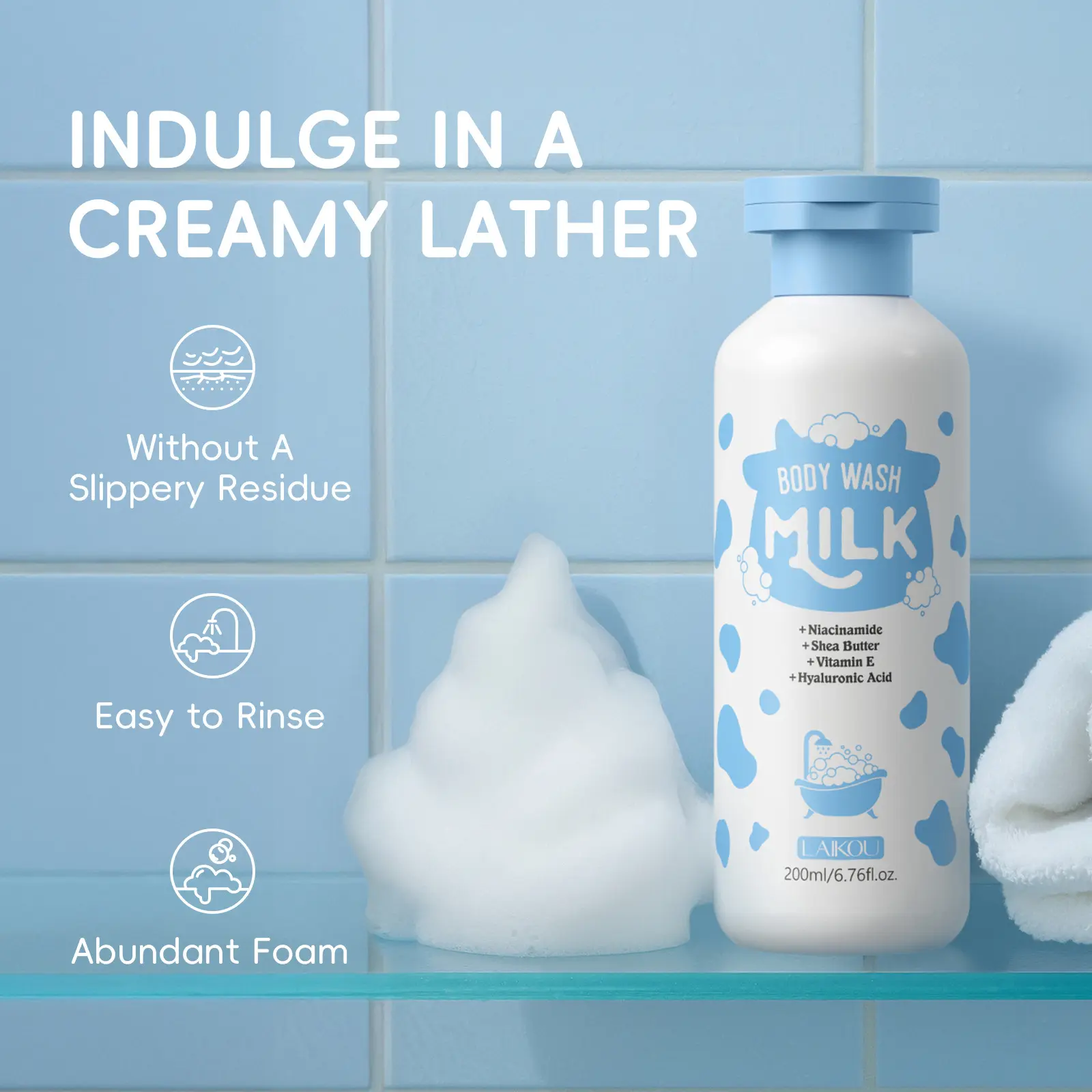Milk Sakura Hair Care Set, Shampoo Body Wash Conditioner (200ML X 3), Nourishing Softening Long-Lasting Floral Scent Gentle Moisturizing Dry Hair
