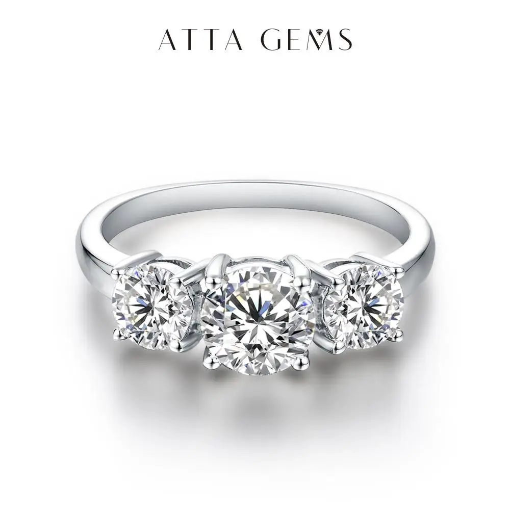 3 Stone Synthetic Moissanite Ring D Color VVS1 for Women Birthday Gift Engagement Wedding Anniversary fine jewelry R014