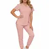 Women's Scrubs Set, V Neck Quick-Dry Breathable Top, Slight Stretch Straight Leg Pants, Multi-Pocket Design, Hospital Clinic Home Wear, Uniforms