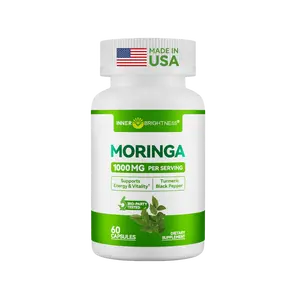 Moringa Capsules 1000mg, INNER BRIGHTNESS Moringa Leaf Extract, for Energy, Sleep, Immune & Gut Health, Veg Capsules 60 Count, All-Natural, Non-GMO, Made in The USA Antioxidant Dietary Supplement Clean Fitness Supplement Edible Healthcare
