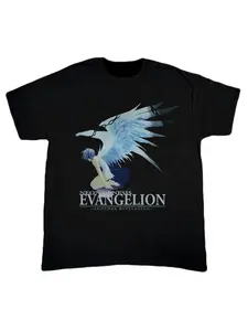 Vintage Neon Evangelion Crew Neck T-Shirt Collection, Fashion Anime Tee Suitable for Comic Fans, Unique Men's Top, Summer Casual H-Type Silhouette