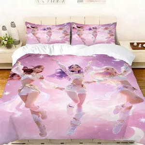 3pcs K-POP COLORING BOOK Duvet Cover Set Quilt Cover Set (duvet Cover + Pillowcase), All-season Bedding Set, Suitable for Bedrooms and Dormitories, Universal for All Four Seasons, Perfect Gift
