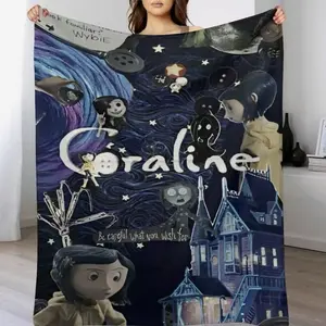 Coraline Flannel Throw Blanket, Lightweight Home Decor, Ideal Gift for Halloween & Christmas, Perfect for Sofa Bedroom Living Room