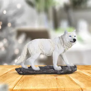8"W Snow Wolf Figurine