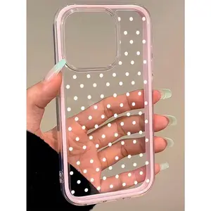 Cream White Polka Dots TPU Fashion Phone Case Cherry Blossom! High Transparent TPU Pink Sakura Phone Case, Gentle Sakura Transparent Case, Spring Sakura Style Phone Case, for iPhone 17/16/15/14/13/12Promax.Lightweight Sakura Clear Case Spring Gift