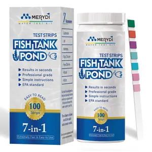 100 Pieces Fish Tank & Pond Water Test Strips, 7-In-1 Quick Test, Professional Accuracy, Easy to Use, Suitable for All Aquariums