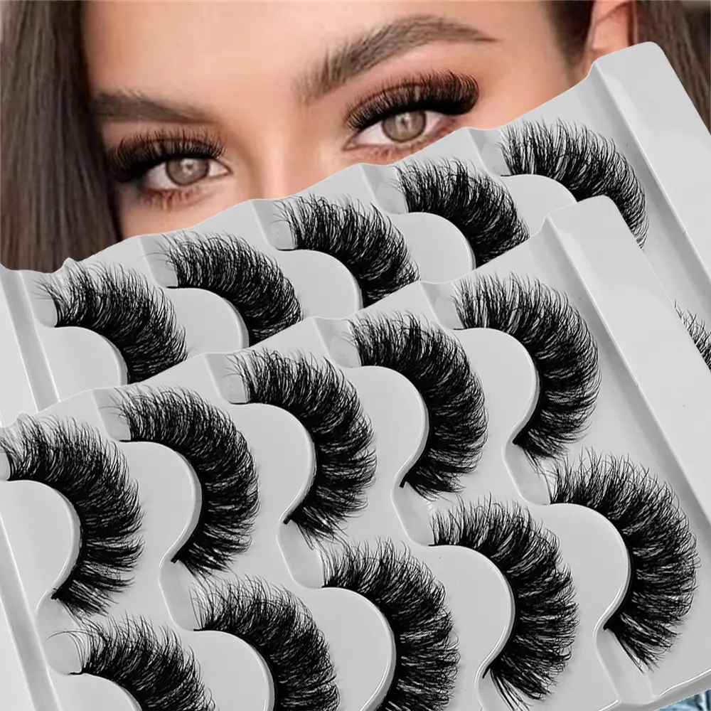 Russian Strip Lashes Faux Mink Synthetic, 3D Fluffy Thick Fake Eyelashes, 10 Pairs/2 Pack, Messy Natural Look, Perfect for Daily Wear & Special Occasions, Cosmetic Makeup