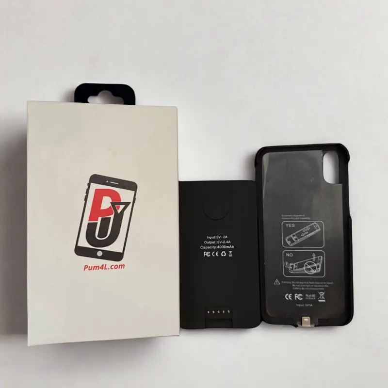 Phone Charger Case - Black Battery Design with Packaging for Charging Needs & Manufacturer Warranty Included