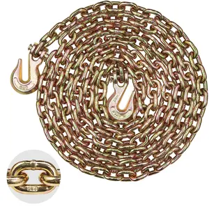 G80 Binder Chain Tie Down And Tow Chain With Two Hooks, 5/16 Inch By 14.2 Feet, Working Load Limit 4900 Lbs, Heavy-Duty Securement Chain For Vehicles, Trailers, And Equipment Ideal For Construction, Trucking And Equipment Towing.