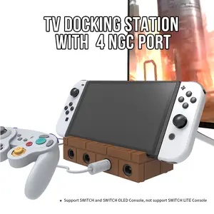For Switch HDMI Docking Station with NGC connector Block shape Multi-joystick jack with game organizer slot