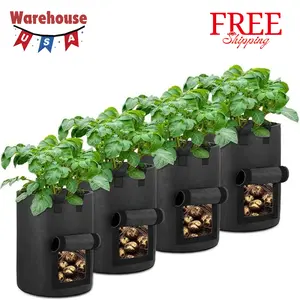 4-Pack 10 Gallon Potato Grow Bags with Flap Window