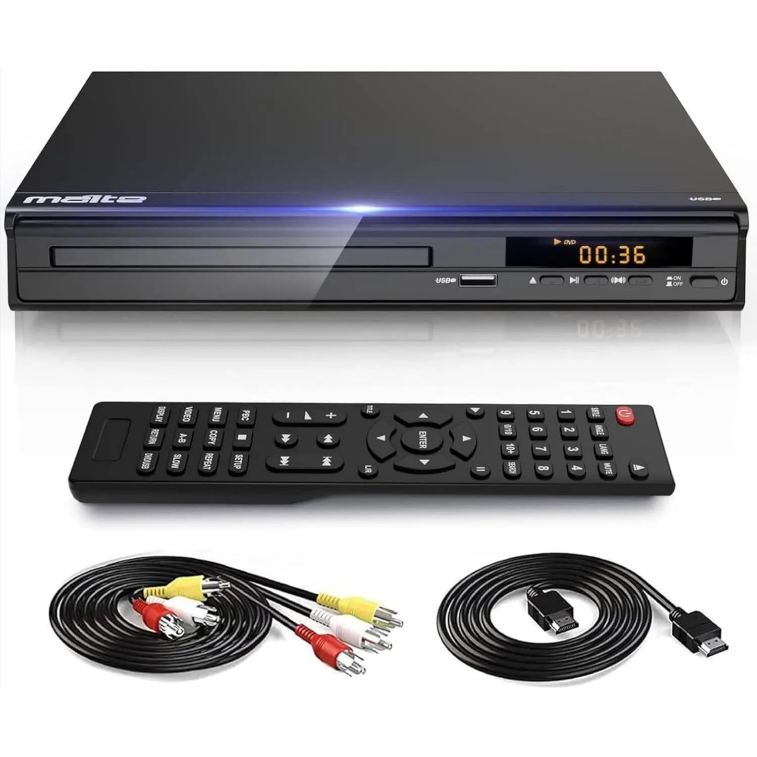 DVD Player, HDMI AV Output, All Region Free CD DVD Players for TV, DVD Players with NTSC/PAL System, Supports Mic's & USB Input, Package Includes HDMI/RCA Cables and Remote Control(No )