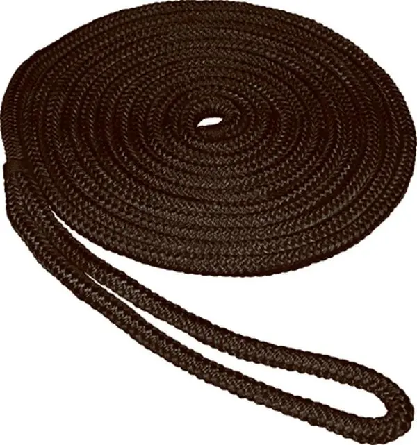 212 MAIN Double Braid Nylon Mooring Rope - 0.38 in x 15 ft, 10" Eye Loop, Premium Black Dock Line for Motorcycle Docking with Abrasion, UV, Rot & Mildew Resistance