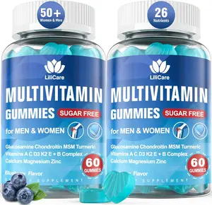Methylated Multivitamin for Men and Women Gummies Mens and Womens Multivitamin 50 Plus with Glucosamine Chondroitin MSM Echinacea Sugar Free Chewable Multi Vitamins B D3 K2 A C E for Adults Seniors 120 Count Formula