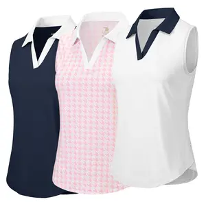 3 PAC YSENTO Women's Sleeveless Golf Shirts Tank Top Collared Polo UPF 50+ Quick Dry Tennis V-Neck Ladies Sports