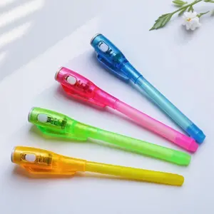 UV Light Invisible Ink Pen, 4 Counts/set Colorful Highlighter Pen, Creative Writing Learning Tool, Student Party Game Interactive Gift