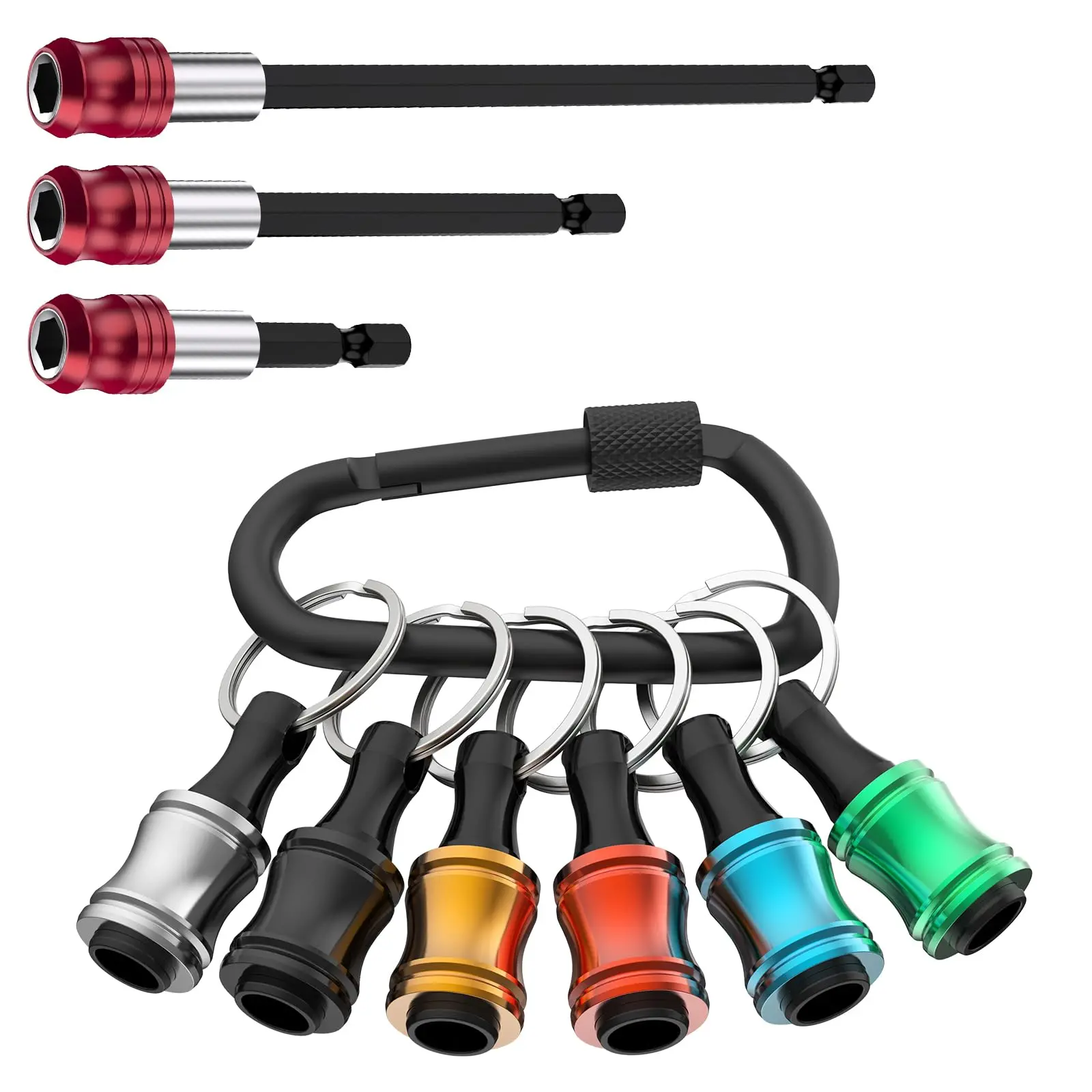 1 Set 1/4 Inch Hex Shank Bits Holder with 3 Magnetic Drill Screwdriver Bit Extension,Quick Release Bit Holder Chuck Adapter Extender for Impact Driver Nuts Screws Drill,Christmas Party Gifts,Tools & Hardware