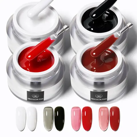 Tricolor Fish 35g Economical Hard Builder Gel - Nail Care Jelly Extension Base Polish, Full Shine Glossy UV/LED Cured for Brittle Cracked Repair, for Adults' DIY Nails at Home