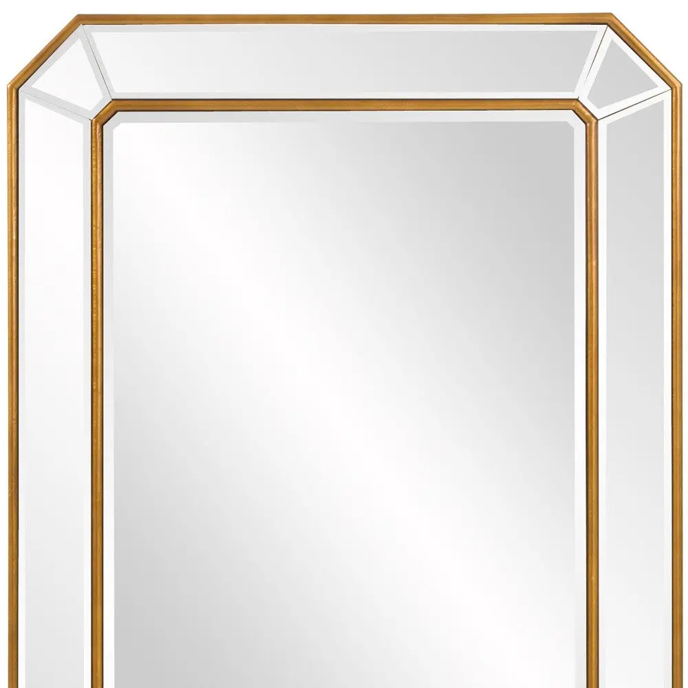Recatngle Gold Leaf Mirror With Angled Corners Frame