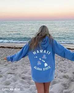 Aloha State Hoodie Aesthetic Hawaii Sweatshirt Aesthetic Beach Hoodie Oahu Maui Honolulu Islands Map Printing Hoodie Casual Comfort, T-shirts, Crewnecks, Hoodies – Gifts Suitable for Anyone