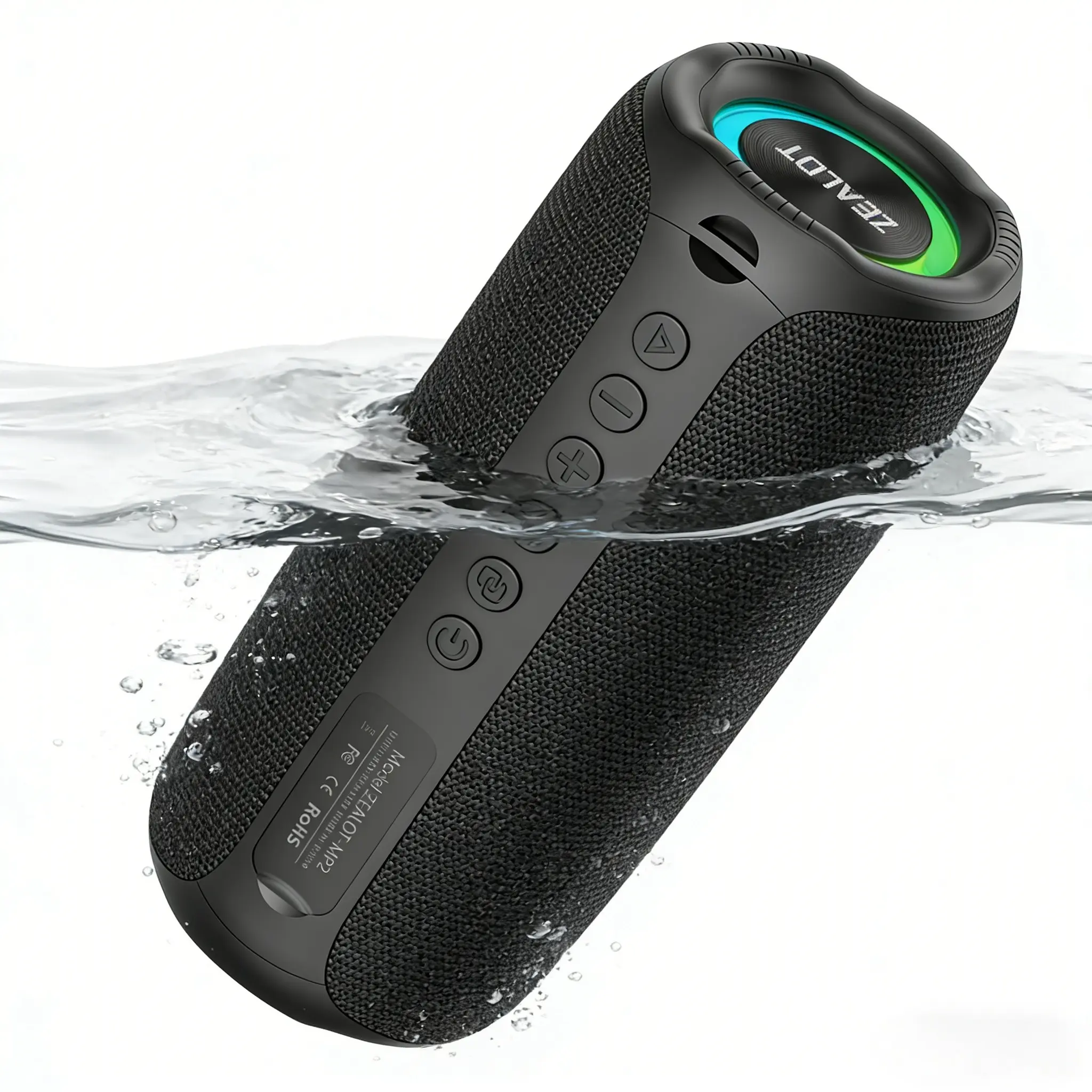 ZEALOT Small Portable Bluetooth Speaker, 20W HIFI Stereo & Powerful Bass, IPX5 Waterproof, 3600mAh Long Play, RGB Lights & BT5.4, TF/USB/AUX for Camping, Travel & Home Entertainment.