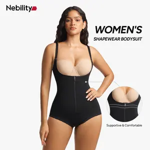 Nebility Women's Shapewear Tummy Control Bodysuit with Snatched Waist Butt Lifter Postpartum Recovery Breast Support Adjustable Straps High Waisted Pants Basic Curve Hugging Compression Womenswear #Summervibes