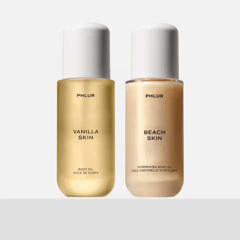 PHLUR Vanilla Skin & Beach Skin Body Oil Duo - Scented + Shimmering Body Oil Set (2 x 4 fl oz)