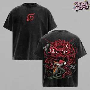 Might Guy Eight Gates T-Shirt – Vintage Washed Naruto Inspired Tee, Night Guy Form Graphic Shirt, Heavy Cotton Oversized Streetwear, Anime Battle Mode Top, Unisex Casual Tee, Gift for Naruto Fans