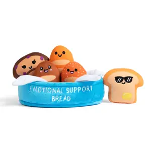 Emotional Support Bread by Relatable - Cute Stuffed Animals and Toys, Squishy Toys and Plushies, Great Gift Ideas for Loved Ones of All Ages - Includes 5 Plushies with Carrying Basket