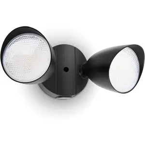 6222B 3500 Lumen 32 Watt 28 LED Dual-Head Floodlight Outdoor, Full Metal Design, Waterproof Exterior Security Wall Light 5000K for Patio, Garden, Yard-Black